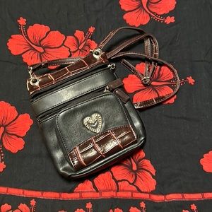 Black Cross Body Bag With Heart
